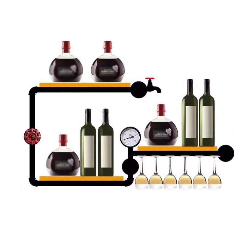 Soporte para vino Estantes decorativos de pared for tubos hierro estilo industrial Cocina