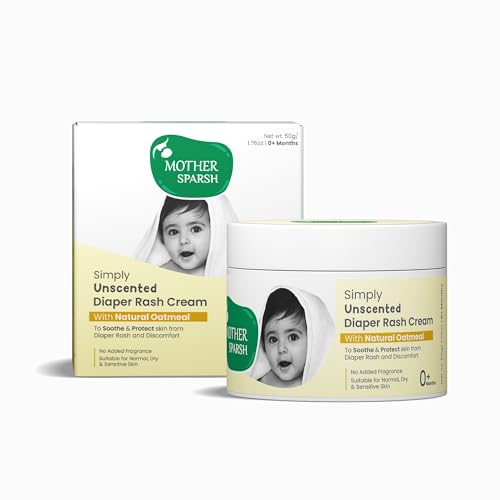 Image of Mother Sparsh Simply Unscented Baby Diaper Rash Cream With Natural Oatmeal -50g | Rash Cream for Babies | Protects from Irritation | Nappy Cream Suitable for Newborn Sensitive Skin