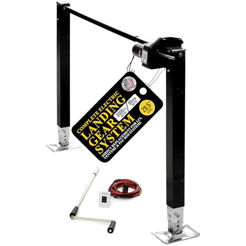 Stromberg Carlson Electric 5th Wheel Landing Gear with 5 000 lb Capacity Weld-On Steel Construction IP Rated Switch Trailer Jack Stand RV Jacks & Stabilizers - 80 RPM 29.5 Legs Black