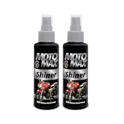 Motomax Shiner Multi surface Spray Polish 100ml, Pack of 2 |Instantly Cleans, Polishes and Shines Motorbikes, Scooters, Cars | Useful for Plastic, Metal, Tyre & Rubber Part