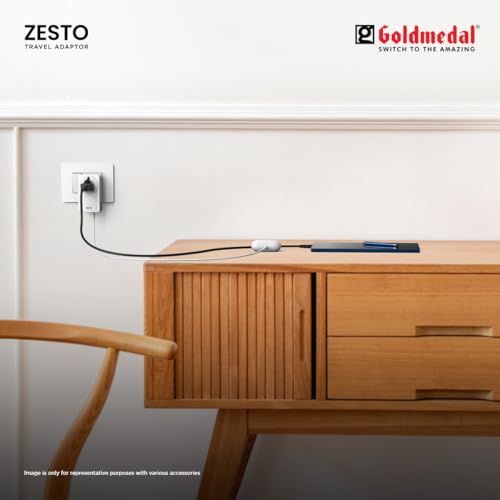Image of Goldmedal Zesto Travel Adapter with International Socket &Dual USB- A | 3-Pin Socket | Multiplug Adapter For Travel, Home & Office