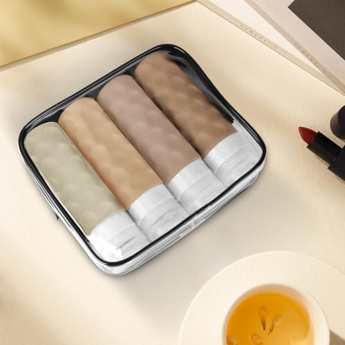 Image of Silevoler Travel Bottles for Toiletries, 4pcs Tsa Approved 3oz Travel Size Containers, BPA Free Leak Proof Premium Silicone Bottles, Refillable Liquid Squeezable Accessories W /Toiletry Bag(Cream)
