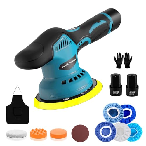Kartols Car Buffer Polisher Machine Kit Cordless Car Polisher 6 with 2×21V 2000mAh Batteries 8 Variable Speed 2500-5500RPM Portable Car Buffer Polisher For Car Detailing/Sanding/Scratch Removing