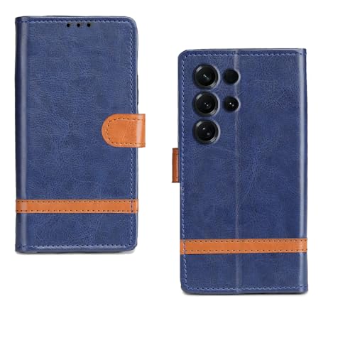 Image of amazon basics Samsung Galaxy S26 Ultra 5G Flip Cover | Card Pockets Wallet & Stand | Flip Cover for Samsung Galaxy S26 Ultra 5G (Blue Stripes)