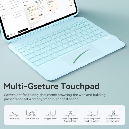 Image of WIWU for iPad Keyboard Case Air 11 Inch M4 /M3 /M2 11th /10th Gen 3 in 1 Magnetic Detachable Case Keyboard Adjustable Stand Backlit Keys Touchpad (Blue, For iPad 11 /10 /Air 5 /4 /11 inch(M2 /M3) Pro 11 inch4 /3 /2 /1)