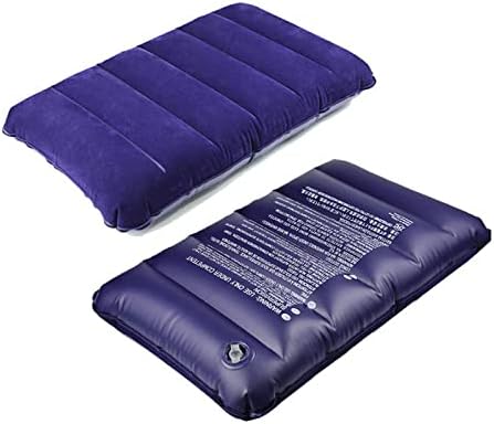 2 Pack Ultralight Inflatable Camping Pillow Squared Flocked Fabric Air Pillow for Camping,Hiking,Traveling,Napping,Desk Rest,Office,Neck Lumbar Support(Purple)