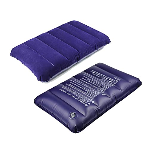 2 Pack Ultralight Inflatable Camping Pillow Squared Flocked Fabric Air Pillow for Camping,Hiking,Traveling,Napping,Desk Rest,Office,Neck Lumbar Support(Purple)