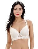 [ohyeahlady] ブラジャー レディース 総レース 脇高 ワイヤー入り 寄せ上げ 大きいサイズ ブラ [B/C/D/Eカップ] セクシー おしゃれ 調整可能ストラップ 通気性 蒸れにくい 下着 ランジェリー ホワイト 90D