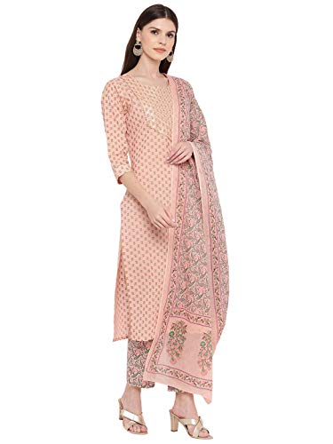 Image of Vbuyz Women Foil Print & Gota Patti Work Straight Cotton Salwar Suit | Straight Kurta Pant Dupatta | Kurta Set with Dupatta for Women | Suit Set | Ethnic Set | Printed Kurta Set