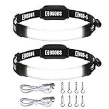 2 Rechargeable Headlamps, COSOOS Bright LED Headlamp Flashlight, Wide Beam, 210° Illumination, 500 Lumen, 3.8oz Lightweight Head Lamp with Clips for Hardhat, Camping, Running, Hiking
