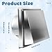 4 Inch Stainless Steel Dryer Vent Cover, Outdoor Wall Vent with Cushioned Non Return Flap, Outside Airflow Vent Replacement Hood (MESH SCREEN 95MM)