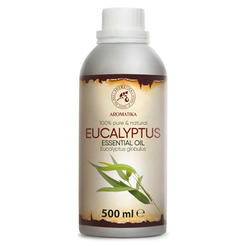 Aceite Esencial Eucalipto 500ml - Eucaliptus Globulus - Aceites Esenciales de Aromaterapia - Aceite Eucalipto 100% Puro para - Inhalación - Difusores y Velas Caseras - Sauna - Baño de Vapor