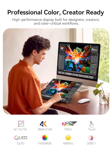 Image of UPERFECT 4K 120Hz Portable Monitor Touchscreen, 16 inch 600Nits Gaming Monitor