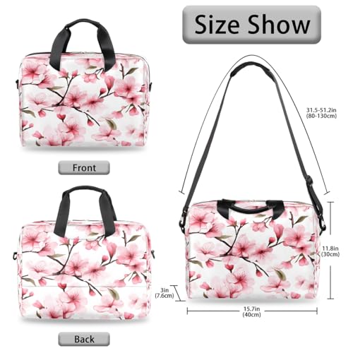 Maletín para laptop 15.6-16 pulg con flores rosa resistente al agua miniatura 6