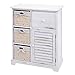 Mendler Kommode HWC-H21, Schrank Schubladenkommode, Massiv-Holz Korb-Schublade 80x60x30cm - Shabby weiß