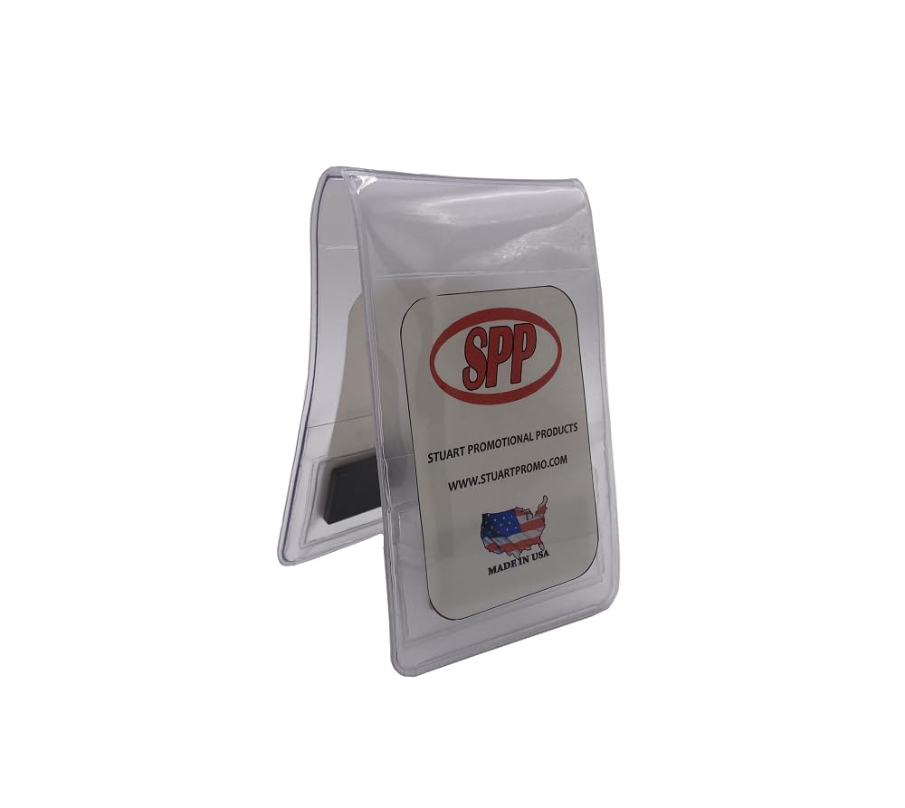 5 Pack, Magnetic Badge Holder, Fits Over Belt or Shirt Pocket. Fits 2 1/2" x 3 3/4" Vertical Cards, 2 Pocket, Made in USA