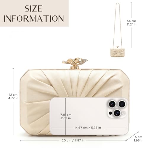 Image of CHUNLI Satin Clutch Bag, Elegant Clutch Purse for Women, Gold Evening Bags