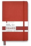 Minimalism Art, Classic Notebook Journal, A5 Size 5 X 8.3 inches, Red, Squared Grid Page, 192 Pages, Hard Cover, Fine PU Leather, Inner Pocket, Quality Paper-100gsm, Designed in San Francisco