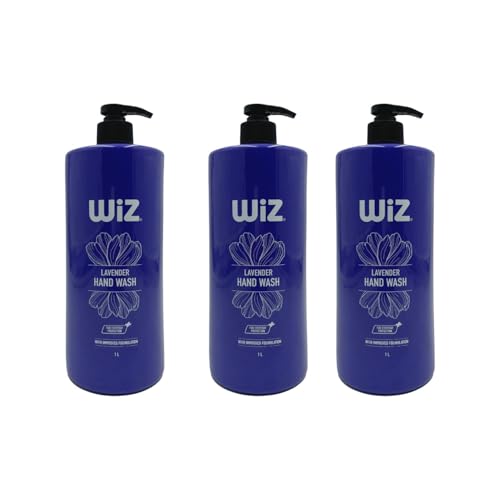 Image of Wiz Lavender Hand Wash 1 Litre Pump Bottle (Pack of 3)| Moisturizing Liquid Hand Soap with Soothing Lavender Fragrance | Gentle Daily Hand Cleanser for Kitchen & Bathroom | Improved Formula for Everyday Protection