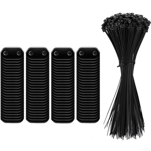 Zilimontt Set di clip di montaggio in PVC resistente alle intemperie per installazione di schermi di privacy, accessori per recinzioni da giardino e ringhiere per balconi, con fascette, fermo nero