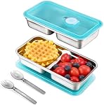 Récipients à snack en acier inoxydable avec lids, 2 Emballage réutilisable Grab and Go 2 Boîte à lunch du compartiment pour voyager & Campin de plein air,Conteneurs pour usage domestique ou cuisine
