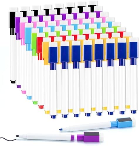 Dry Erase Markers Fine Tip With Erasers 12 Colors Magnetic Whiteboard Markers With Eraser Cap | Fine Po Dry Erase Markers Magnetic