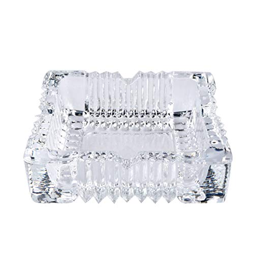 Cendrier, cendrier en verre Uotyle pour l'extérieur Cendrier Cigare Cristal Cigares Cendrier En Verre Grand Cendrier Place Pour Fête Restaurant 5.91*5.91*1.77 Pouces Cover