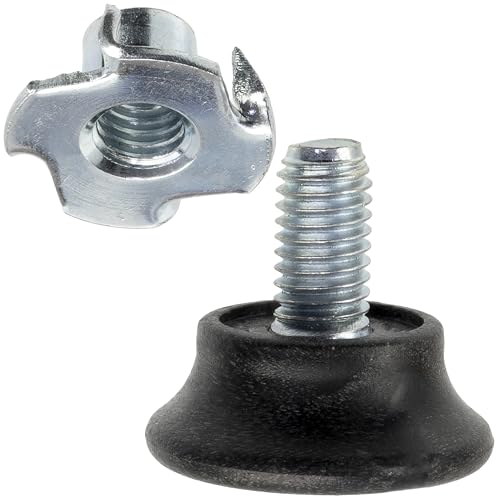 Aerzetix - Kit di 4 piedini regolabili M8 per mobili da avvitare + 4 dadi a griffe M8x11 per legno | in plastica e acciaio | ferramenta per livellamento assemblaggio falegnameria