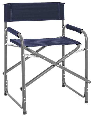 IlGruppone Sedia Sgabello Regista Poltrona Pieghevole in Alluminio Lavabile Leggera Lavabile Terrazzo Giardino Campeggio Mare Spiaggia Trasportabile - Blu Notte