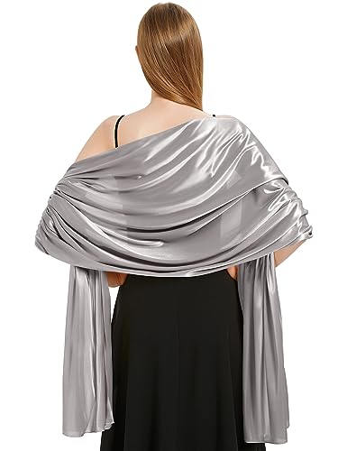 heekpek Bufanda Mujer Elegante de Saten Estola y Chal para Vestidos de Fiesta Brillante para Ceremonia, Boda