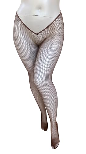 Image of V-Cut Skintone Gold Glitter Fishnet Stockings | VCUT Carnival Tights for Black and Brown Skin Women