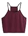 SheIn Women's Summer Basic Sexy Strappy Sleeveless Racerback Crop Top Small Burgundy