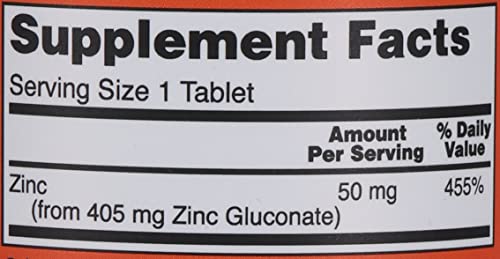 Gluconato de Zinco 50 mg Now Foods 250 Tabletes