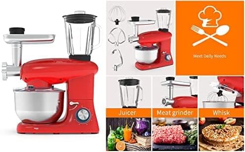KUPPET 3 in 1 Stand Mixer, 6 Speed Electric Mixer, Tilt Head Kitchen Mixer with Meat Grinder and Juice Blender, 6 Quarts 850W Food Mixer - Blue