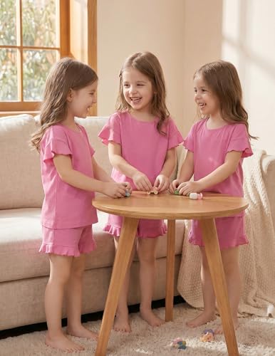 Image of Arshiner Girls Pajamas Ruffle Short Sets Cute Sleepwear Soft Kids Pjs