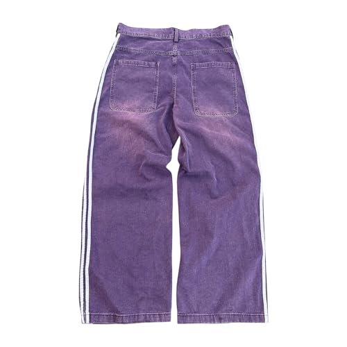 Women Y2k Striped Baggy Jeans Vintage High Rise Wide Leg Bell Bottom Jeans Boyfriend Flared Denim Pants with Pockets3