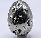 55mm 195g Iron Pyrite Cubes Druzy Geode Egg Polished Natural Sparkling Gemstone Crystal Mineral Cubic Cluster Specimen - Peru + Stand