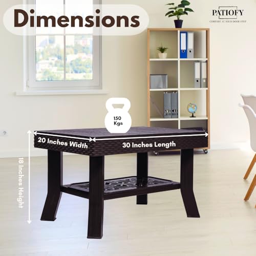 Image of Patiofy Double Top Multipurpose Centre Table | Tea Table | 2 Tier Centre Table | Table with Storage for Living Room, Coffee Table | Foldable & Easy to Carry Anywhere (Brown)
