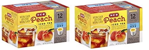 H.E.B Peach Iced Tea 12 Single Cups Compatible with Keurig K-cup Brewers (Two Pack)