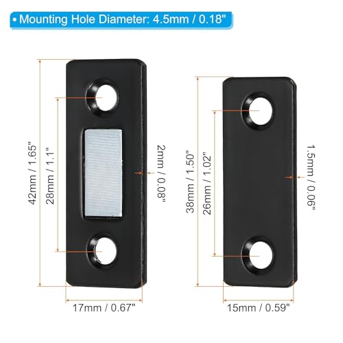 Image of Boniry Magnetic Door Catch,Ultra Thin Cabinet Magnetic Catch with Strong Adhesive Sticker & Screws, Slim Drawer Magnets Locks Furniture Safety Latches (Black, 4)