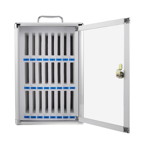 Caja para guardar móviles de 24 compartimentos con llave y frontal transparente 2