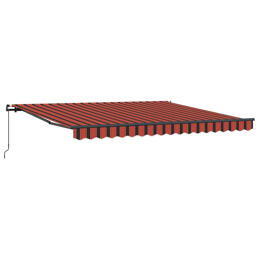 Manuelle Markise für Terrasse und Garten in Orange und Braun 400x300 cm, einfahrbare Markise mit Handkurbel und verstellbarem Neigungswinkel aus pulverbeschichtetem Aluminium