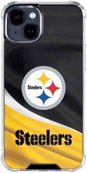 Skinit Clear Phone Case Compatible with iPhone 15 Plus - Officially Licensed NFL Pittsburgh Steelers Design