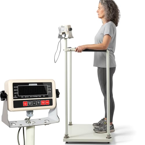 Image of Digital Medical Scale for Body Weight Inbody Scale with Handles 660 Lbs 300 Kg Capacity for Bariatric and Elderly Patients LED Display Stainless Steel Platform Adjustable Feet and Wheels