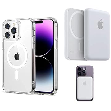 Kit Carregador Bateria Mag-Safe e Capa Capinha Clear Case Compatível iPhone 13 e 14 - Phone Palace (iPhone 14)