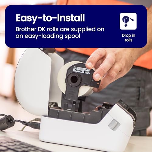 Image of Brother Genuine DK-120324PK Die-Cut File Folder Labels, 0.66 inch x 3.4 inch, Long Lasting Reliability, 300 Labels Per Roll, 24 Rolls per Box, White (DK120324PK), for use with select Brother QL Label Printers