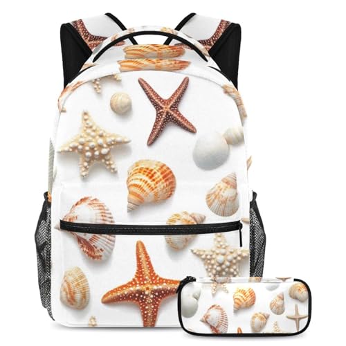 Sac à dos Sea Ocean Beach Shells Starfish grand volume avec dos ergonomique matelassé