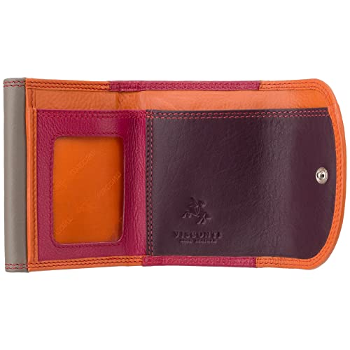 Visconti Rainbow Collection Small Leather Purse Rfid And Tap And Go Rb126 (Orange Multi) #TOP24