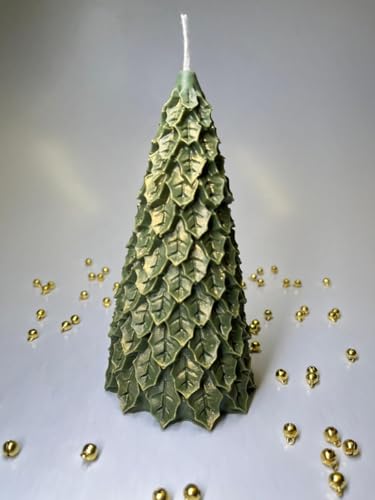 Vela Aromática Árvore de Natal Pinheiro Folhas Verde com Brilho 215g