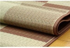 純国産/日本製 い草ラグカーペット 夏用 『ブロック2』 ブラウン 約140&times;200cm